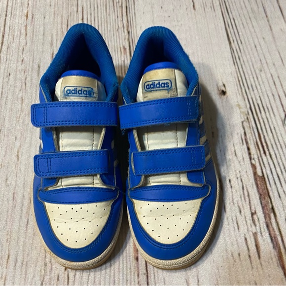 Adidas Break Start Big Kids Size 2 Sneakers Shoes Blue Bird Boys Velcro Straps - Picture 9 of 11